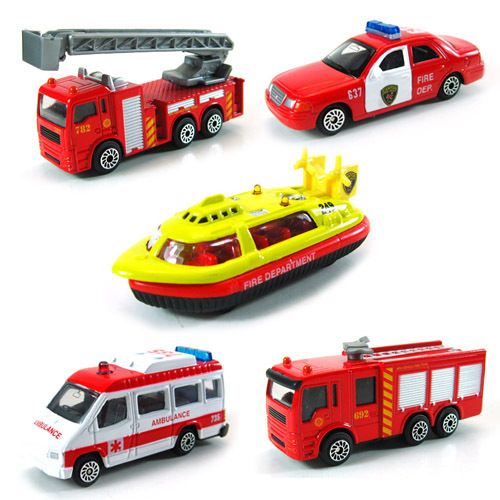 思乐趣合金车模 水上消防车 警车救护车 合金小