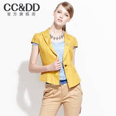 CCDD正品2014夏装新款女装欧美西装马夹短袖亚麻背心