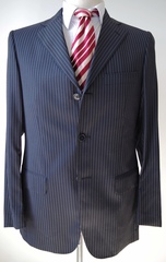 公价23600！Lardini 拉蒂尼意大利产 经典款全羊毛条纹西装套装48