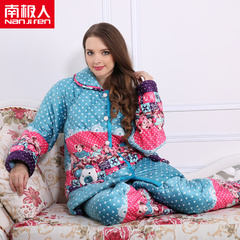 2014南极人秋冬季睡衣 女 长袖法兰绒女人睡衣家居服 卡通加纯棉