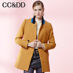 CCDD2014冬装专柜正品新款女装 气质中长款外套 修身羊毛呢大衣