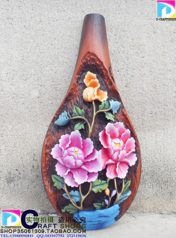 家居饰品\/ 民族工艺品\/云南丽江特色木雕\/富贵牡丹