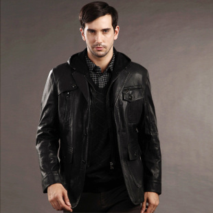 雷思旗舰店】2013新品 海宁真皮皮衣<em>男羽绒</em>服