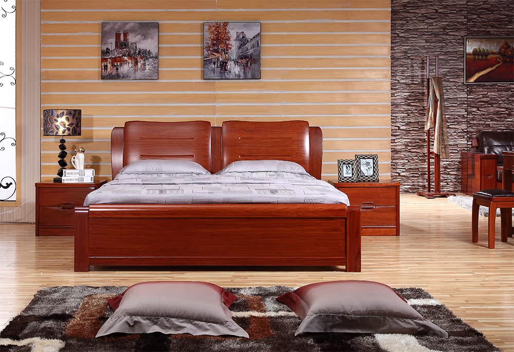 全实木 红翅木家具 俞木匠1.8米大床|一淘网优