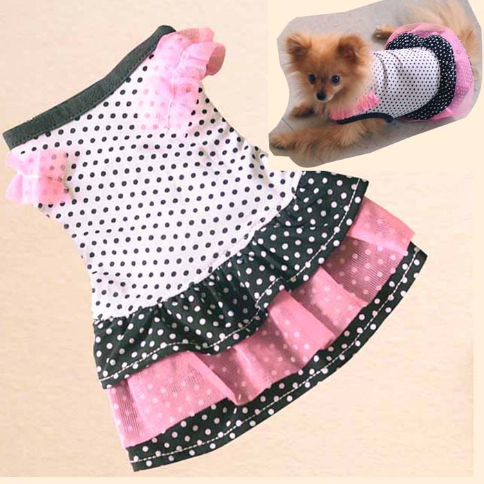 宠物衣服 小狗狗 白底黑点春夏款博美吉娃娃 泰