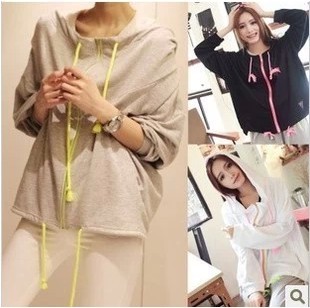 【小宅女大购物】包邮<em>韩版</em>秋装宽松大码蝙蝠衫