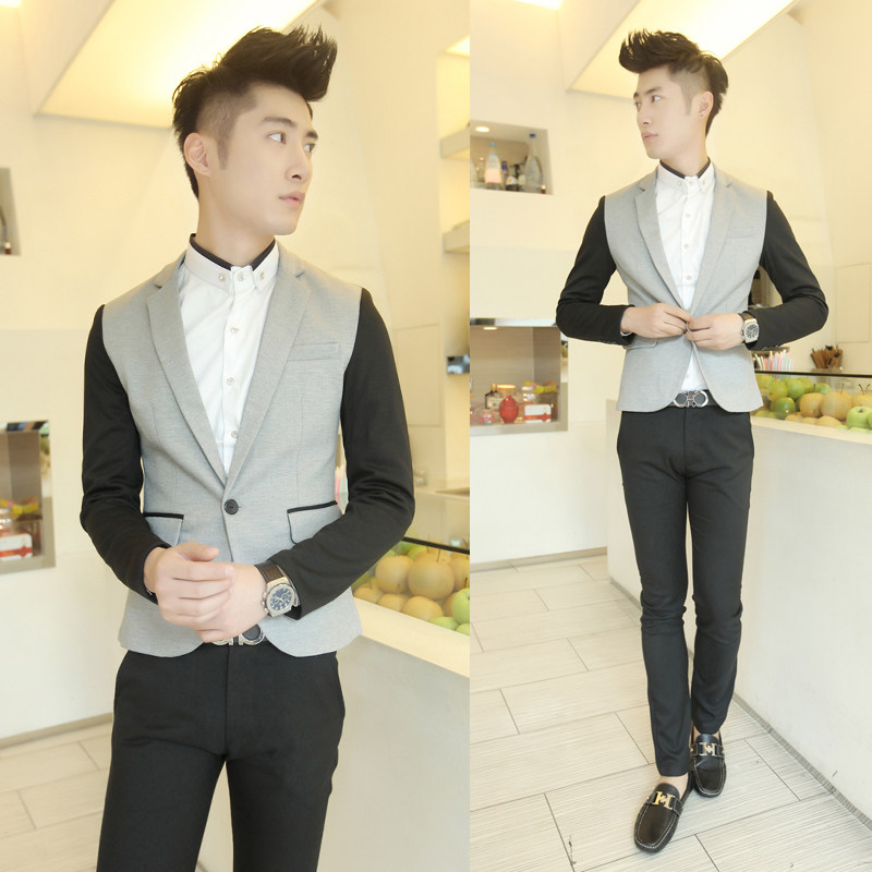 韩版男款修身休闲西服外套美<em>发型师</em>时尚<em>服装</em>个