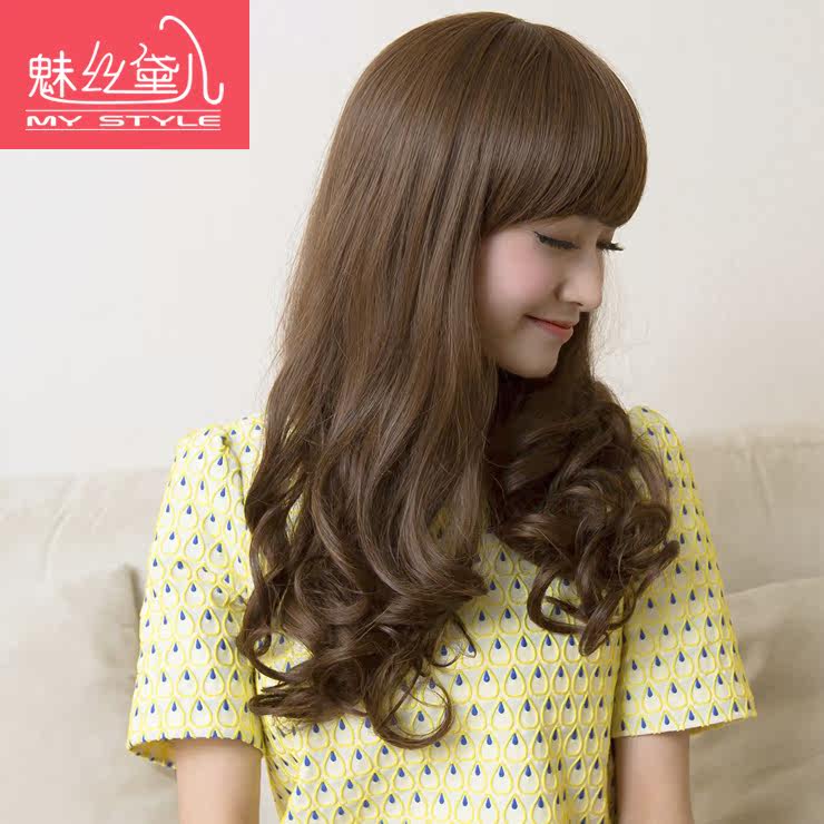 魅丝黛儿整顶假发 斜刘海女士长<em>梨花</em>假发<em>中</em>长