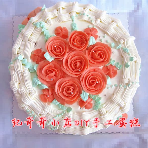 放心材料自制精美玫瑰奶油生日蛋糕|一淘网优