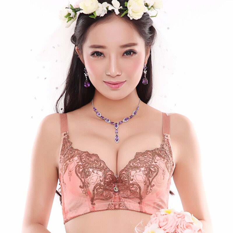 <em>浪漫</em>百合 女士性感<em>文胸</em>超聚拢内衣深V型调整型