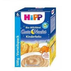 现货 德国喜宝hipp天然有机燕麦牛奶饼干晚餐米粉/500g 6M+ 3471