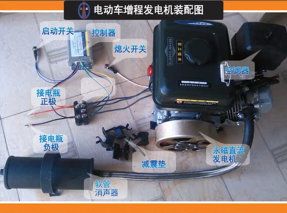 2千瓦电动车增程发电机(增程器)48V60V72V直