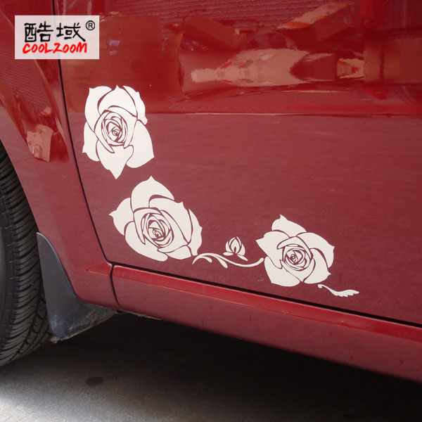 酷域 玫瑰 花 车身贴纸 个性车贴 反光车贴 车门