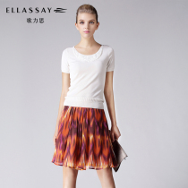 ELLASSAY歌力思女装 专柜正品 短袖套头花边领针织衫 2013新款