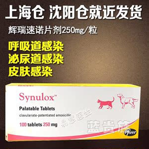 辉瑞Synulox 速诺片250mg针对犬猫细菌感染 感