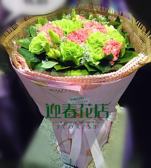 绿色康乃馨鲜花花束同城配送湖南株洲花店醴陵攸县茶陵鲜花速递