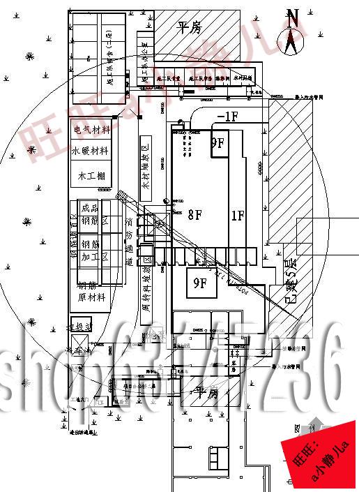 某办公楼施工现场临时用水用电平面图cad施工
