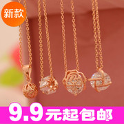 包邮 韩国饰品 玫瑰金锆石系列 锁骨链 项链 锆石短款锁骨链批发