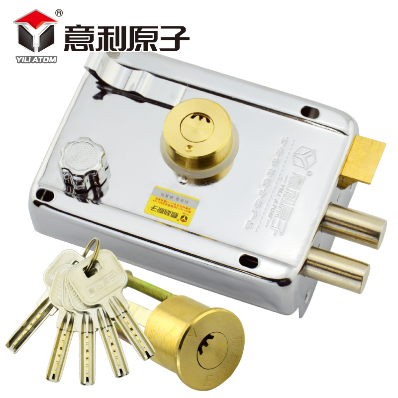 意利原子超B镀铬外装门锁 防盗门锁铁门锁大门