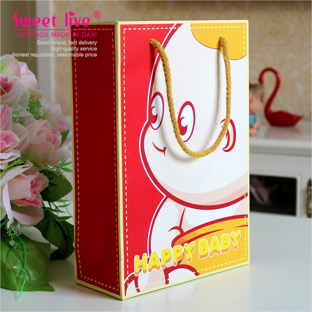 宝宝满月酒百日宴 手提袋纸袋礼品袋可装喜蛋幸福淘sl std-1336-2