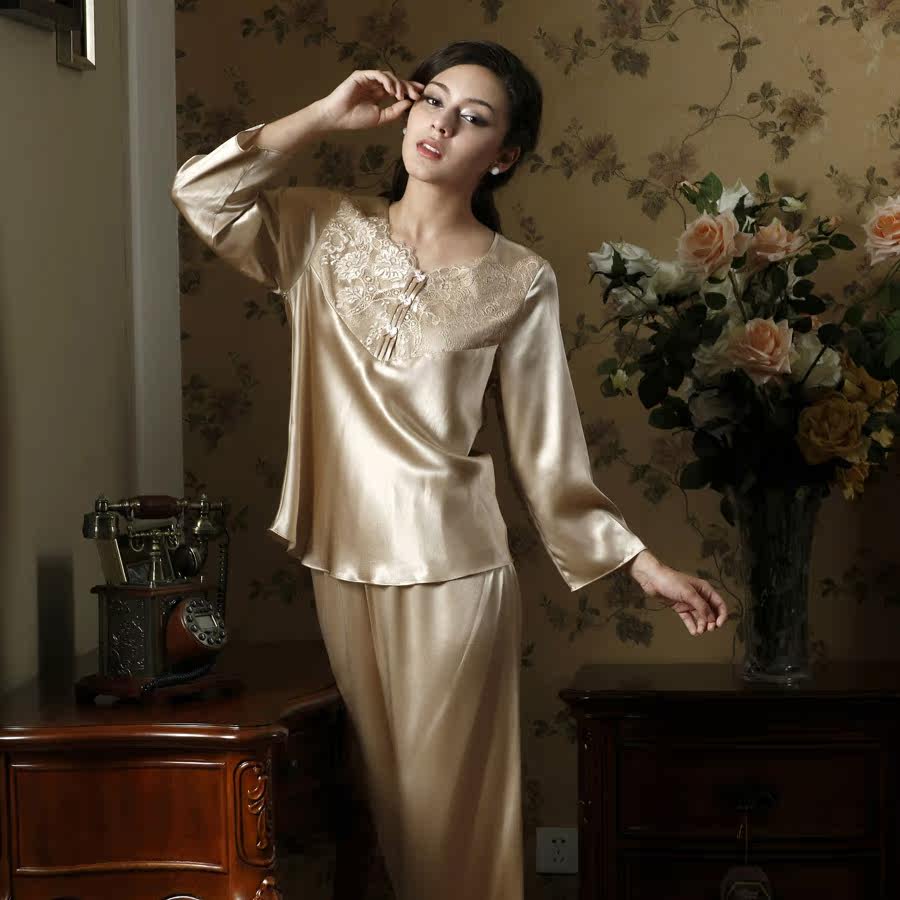 【天下一人】<em>美标</em>正品女秋冬<em>真丝</em>绸桑蚕丝蕾丝