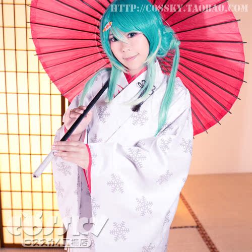 vocaloid 雪初音miku 2013白无垢 花嫁传统拖尾和服 cosplay衣装