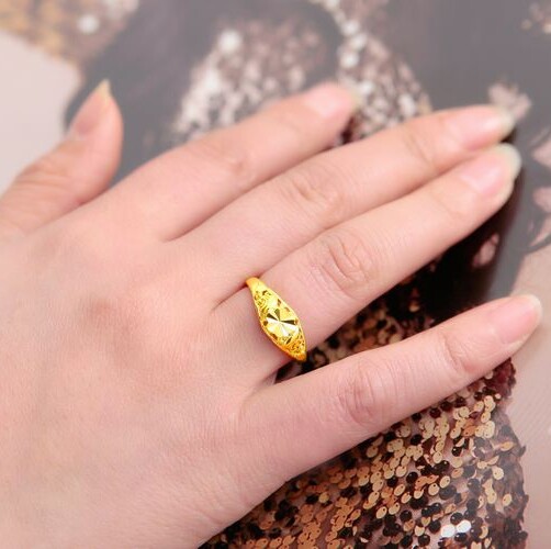 天天特价黄金<em>戒指女款</em> 仿<em>千足金</em>女士开口金戒