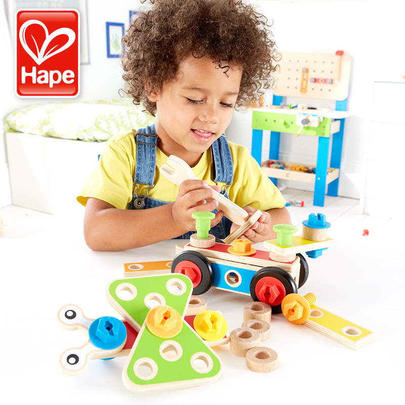德国Hape 螺母组合拆装玩具三岁男孩生日礼物
