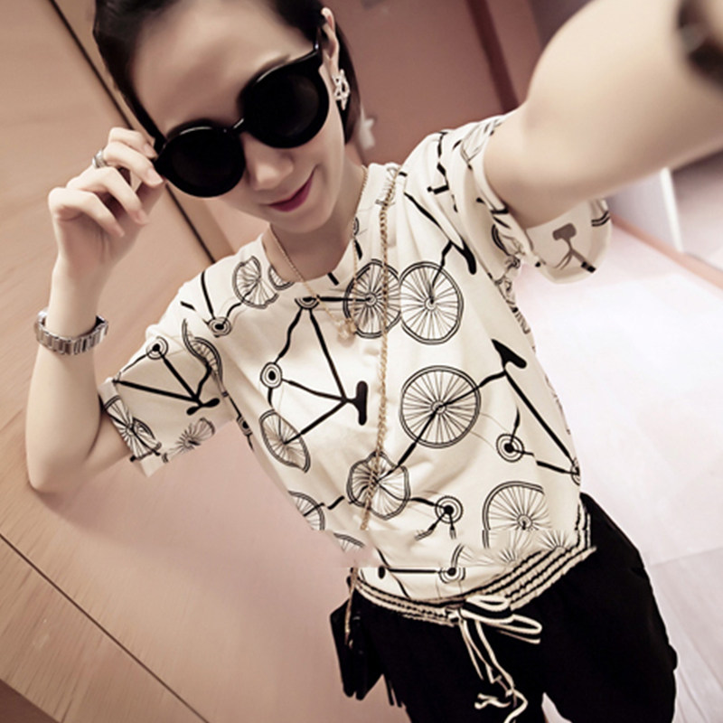 <em>蘑菇街美丽说</em>夏<em>女装</em>新品韩版衣服<em>可爱</em>自行车宽