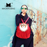 猫猫包袋冬季新款欧美时尚皮草双肩包霸气立体虎头图案包M06-227