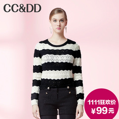 【爆】CCDD2014冬装专柜正品新款女甜美波浪条纹套头衫加厚羊毛衣