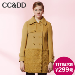 【爆】CCDD2014冬装专柜正品新款女装长款外套双排扣羊毛呢子大衣