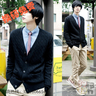 6395】2013新款秋装韩版男装修身毛衣<em>开衫</em>休