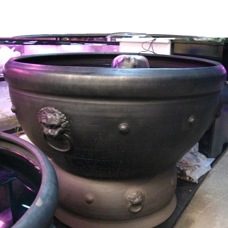 锦鲤鱼缸泥盆金鱼盆老北京虎头盆大泥盆黑陶盆