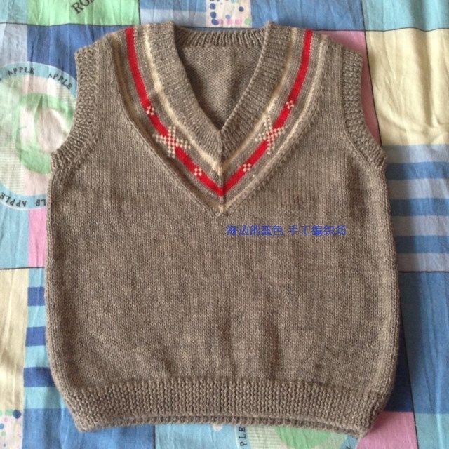 手工<em>编织</em> 儿童纯羊毛背心/婴幼儿全羊<em>毛马甲</em>/保