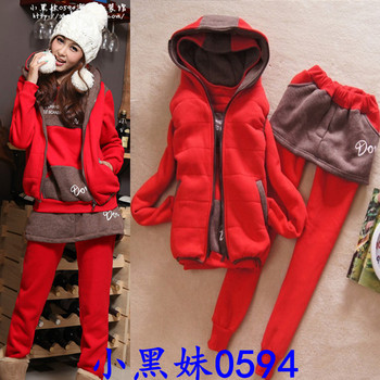 卫衣<em>搭配</em>_包邮 韩国代购 秋冬卫衣三件套抓绒