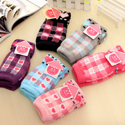 爱心毛线手套 韩版韩国秋冬季男女保暖露指半指针织毛线手套批发