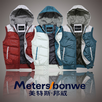<em>马甲</em> 搭配_新款<em>美特斯邦威男士棉马甲</em>韩版连帽