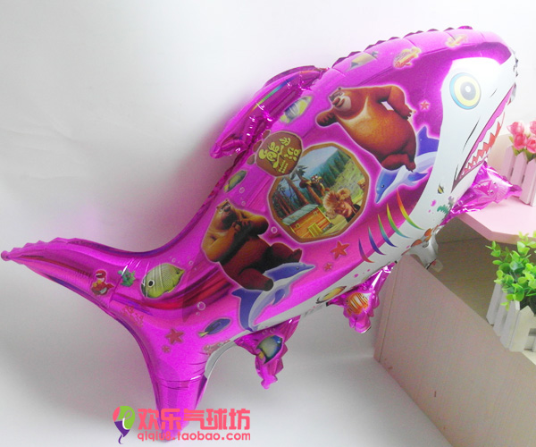 5月份新款氢气球批发儿童玩具 氦气 铝箔熊出没大鲨鱼粉色蓝色选