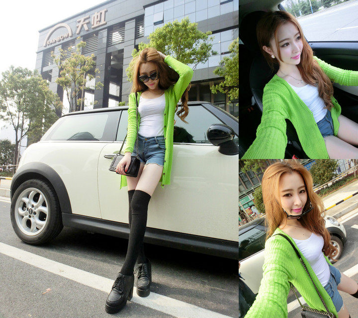 韩国 粘静同款 正品<em>LOFT</em>荧光绿防晒衣 <em>女装</em>长