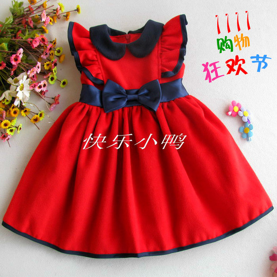 害羞公主童装秋冬季儿童<em>连衣裙女童</em>公主裙<em>红色</em>
