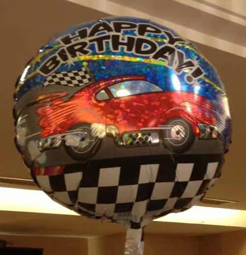 18寸铝箔飘空氦气气球 男孩赛车 生日快乐 节日