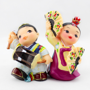 韩国进口传统树脂朝鲜族人偶\/ 农乐摆件\/装饰品