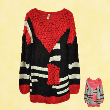 <em>毛衣搭配</em>_大款毛衣<em>长</em>线衣粗线毛衣套头<em>宽松</em>秋