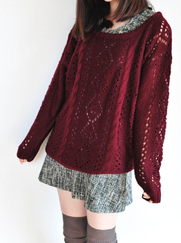 <em>毛衣</em>搭配_外贸原单 复古酒红色 甜美日系<em>宽松</em>