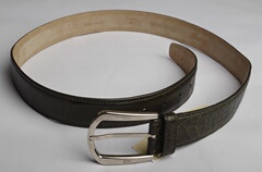 公价16900！Brioni 意大利产极奢鳄鱼皮顶级手工皮带 101厘米