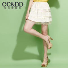 CCDD正品2014夏装新款女装清新蛋糕褶甜美糖果色蓬蓬短裙
