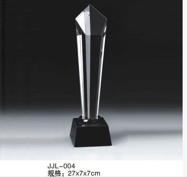 柱棱五星黑白底座水晶奖杯\/奖牌\/免费刻字\/可定