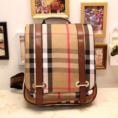 【<em>八妹</em>休闲】英伦风格子包包日系<em>双肩包</em>女帆布