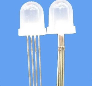 10MM雾状全彩共阳红绿蓝三色全彩灯RGB四脚